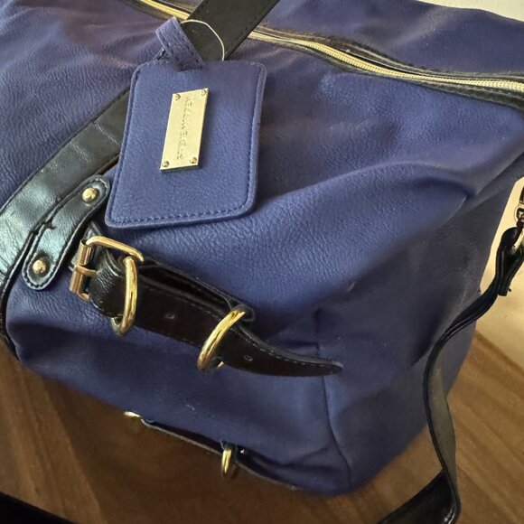 Steve Madden Duffle Bag Travel Overnight Weekender Tote Sports Bl/Bl/Gold with S - Picture 2 of 12